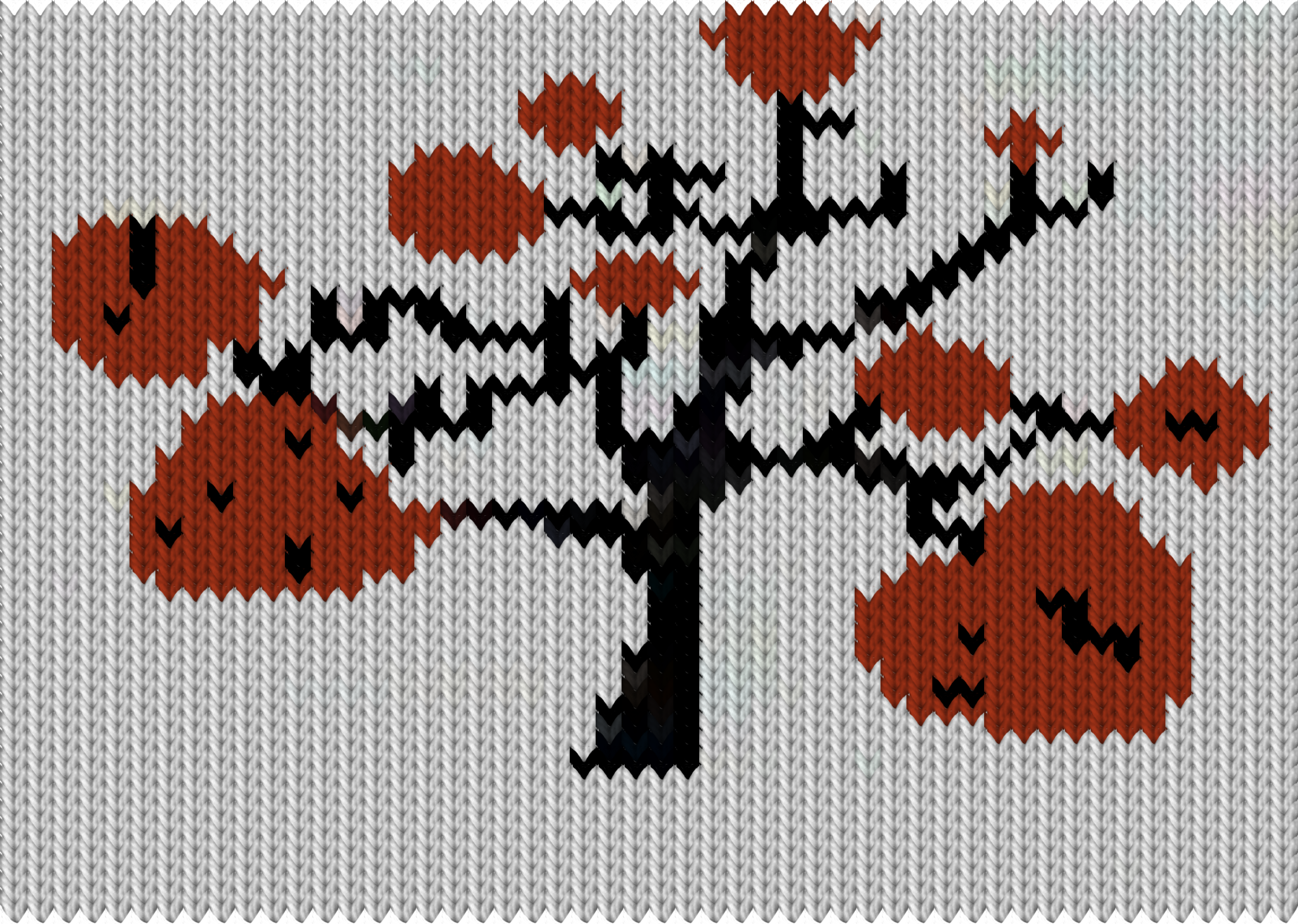 Stickad pumpa träd för hallowen