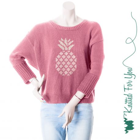 Ekobomull tröja med stilig ananas i mitten